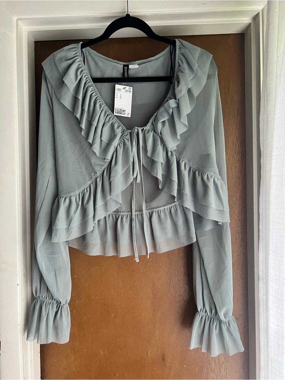 Divided Sage Green Ruffle Tie-Front Blouse